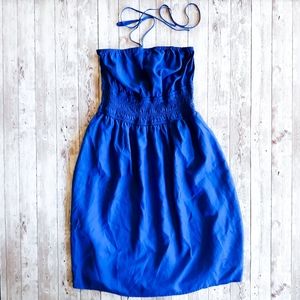 LOFT Cobalt Navy Blue Strapless / Halter Dress